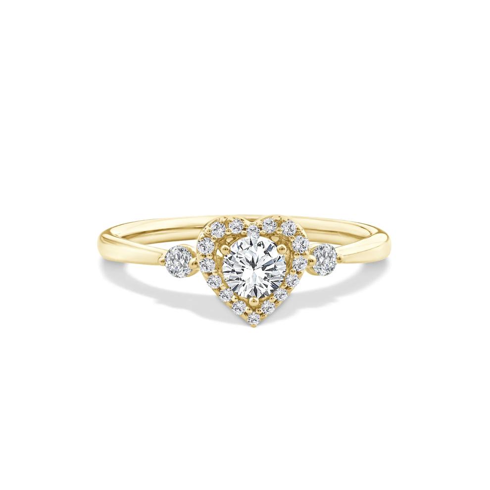 Lab Grown Diamond Heart Halo Promise Ring in 10K Yellow Gold