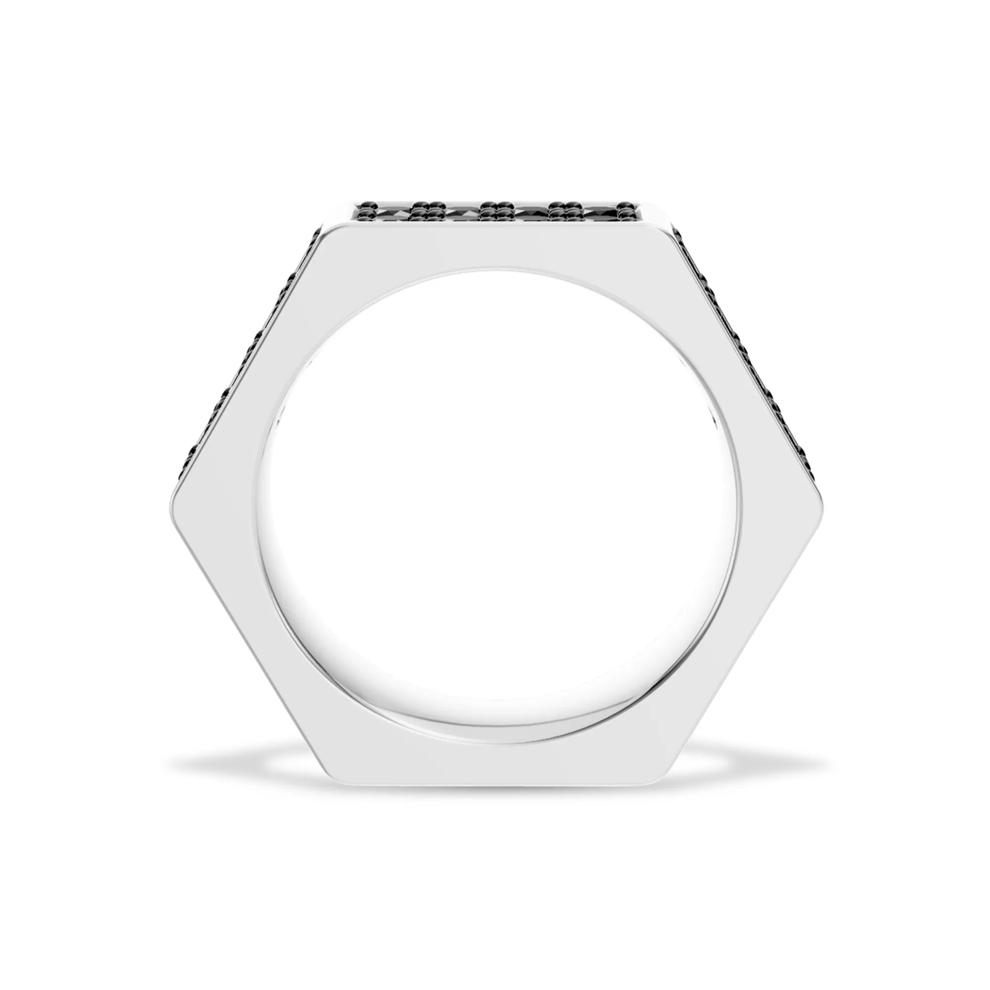 Men's Black Lab Grown Diamond Hex Nut Medium Band in Sterling Silver (1 5/8 ct. tw.) – Image 2 of 4
