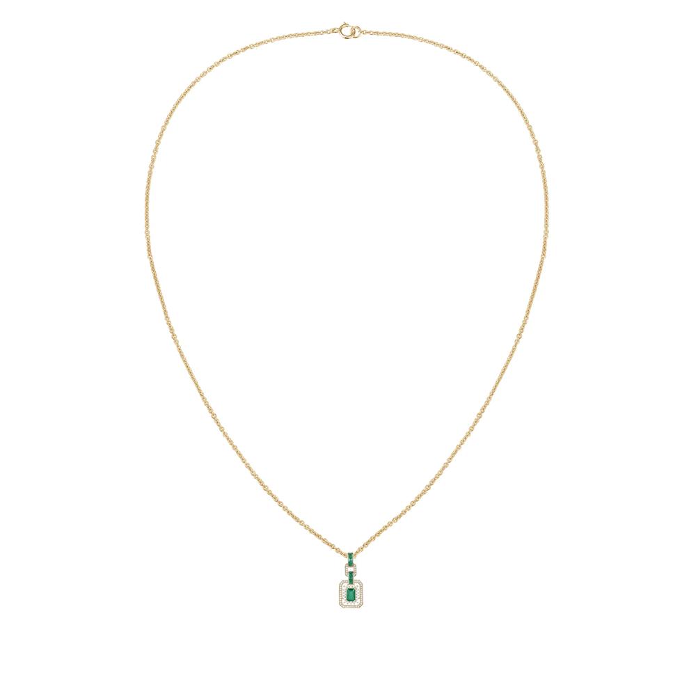 Emerald and Diamond Pendant in 10K Yellow Gold (1/4 ct. tw.)  – Image 4 of 4