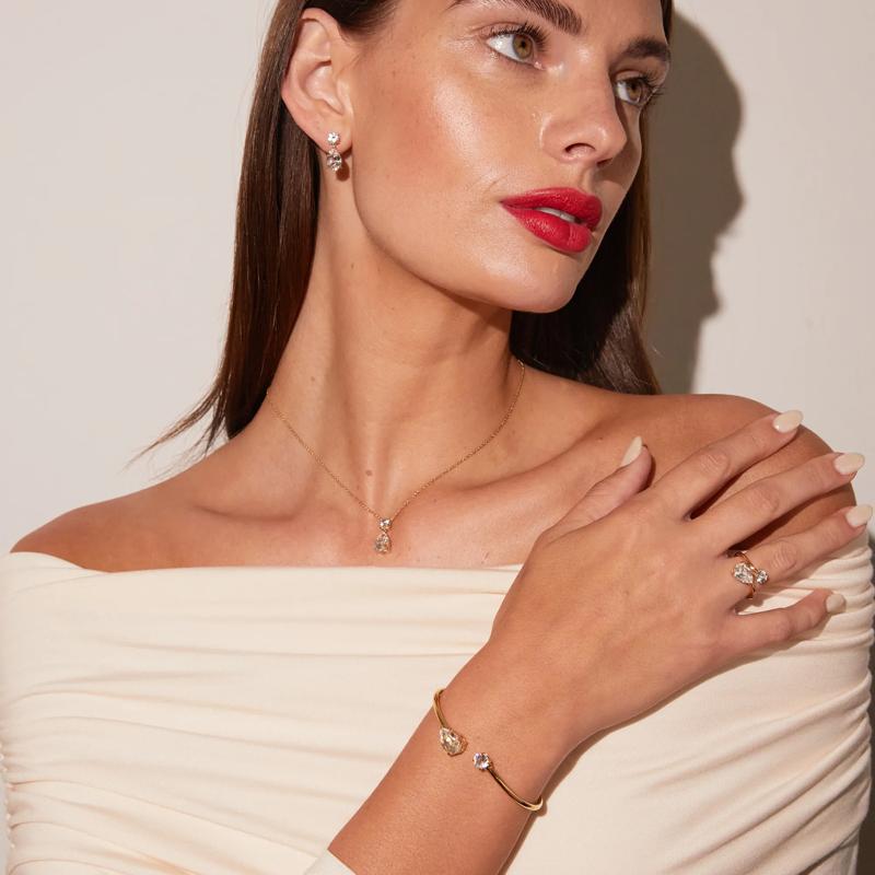 Lab-Created White Sapphire Pear Drop Earrings in Vermeil – Image 4 of 6