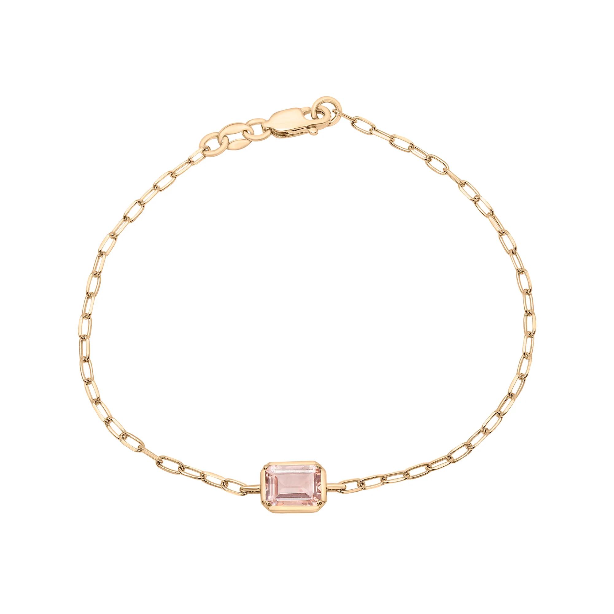 Morganite Emerald-Cut Bracelet | Vermeil | Yellow | Size 8.40mm | Laure by Aurate
