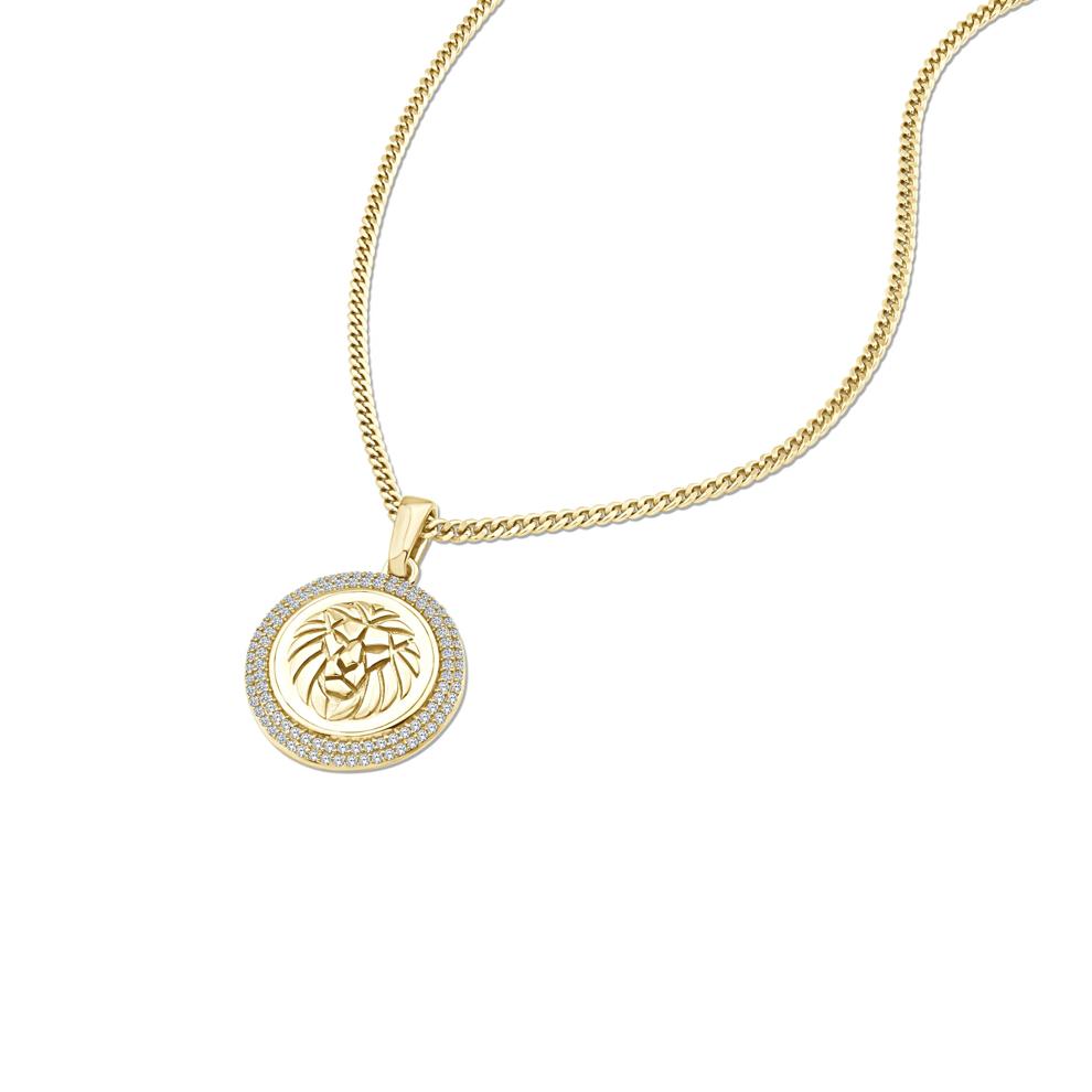 Lab Grown Diamond Lion Motif Pendant Necklace in 10K Yellow Gold (1/2 ct. tw.) – Image 4 of 4