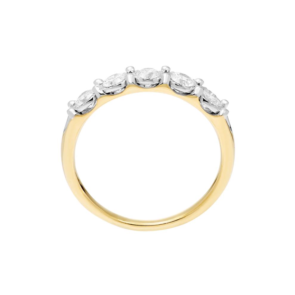 Five-Stone Diamond Wedding Band with Illusion Settings in 10K Yellow Gold (1/2 ct. tw.) – Image 3 of 3