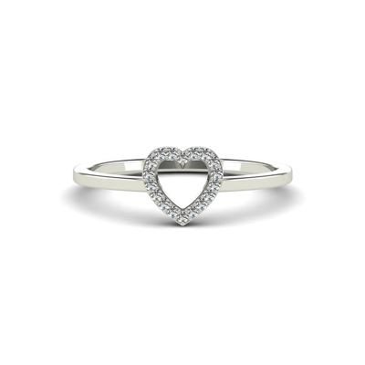 Diamond Accent Open Heart Ring in 10K White Gold