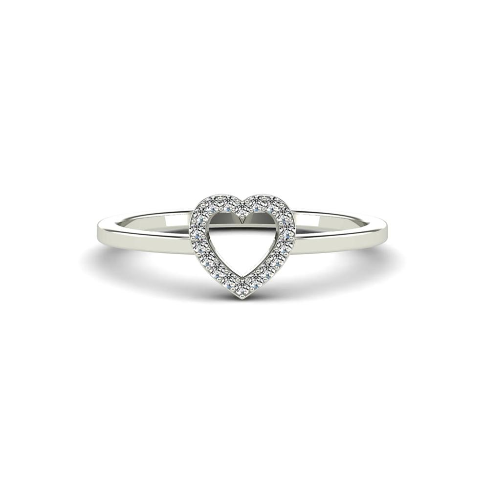 Diamond Accent Open Heart Ring in 10K White Gold – Image 1 of 4