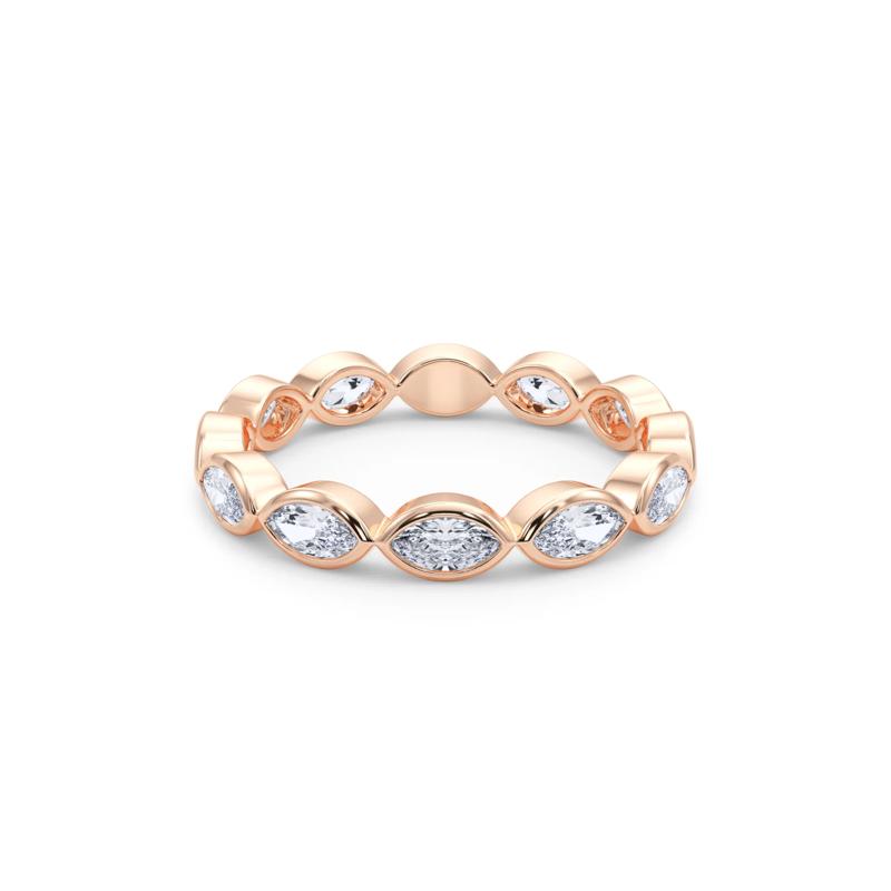 Diamond Bezel-Set Marquise True Eternity Band in 14K Rose Gold – Image 4 of 5