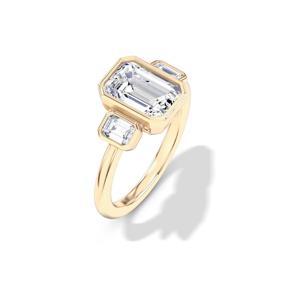 Lab Grown Diamond Bezel-Set Three-Stone Engagement Ring in 14K Yellow Gold (3 ct. tw.) – Image 4 of 4