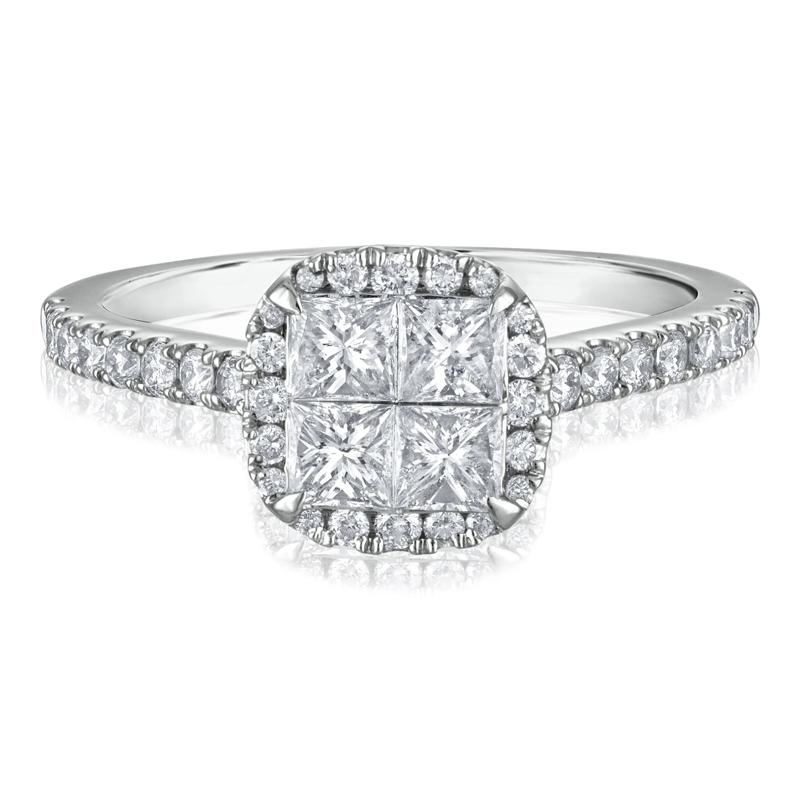 Diamond Composite Engagement Ring in 14K White Gold &#40;1 ct. tw.&#41; – Image 1 of 3