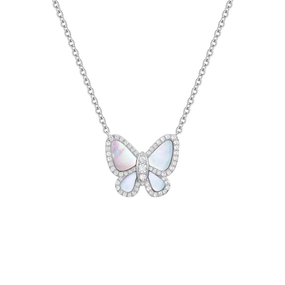 Mother of Pearl Butterfly Necklace in Sterling Silver – Image 1 of 3
