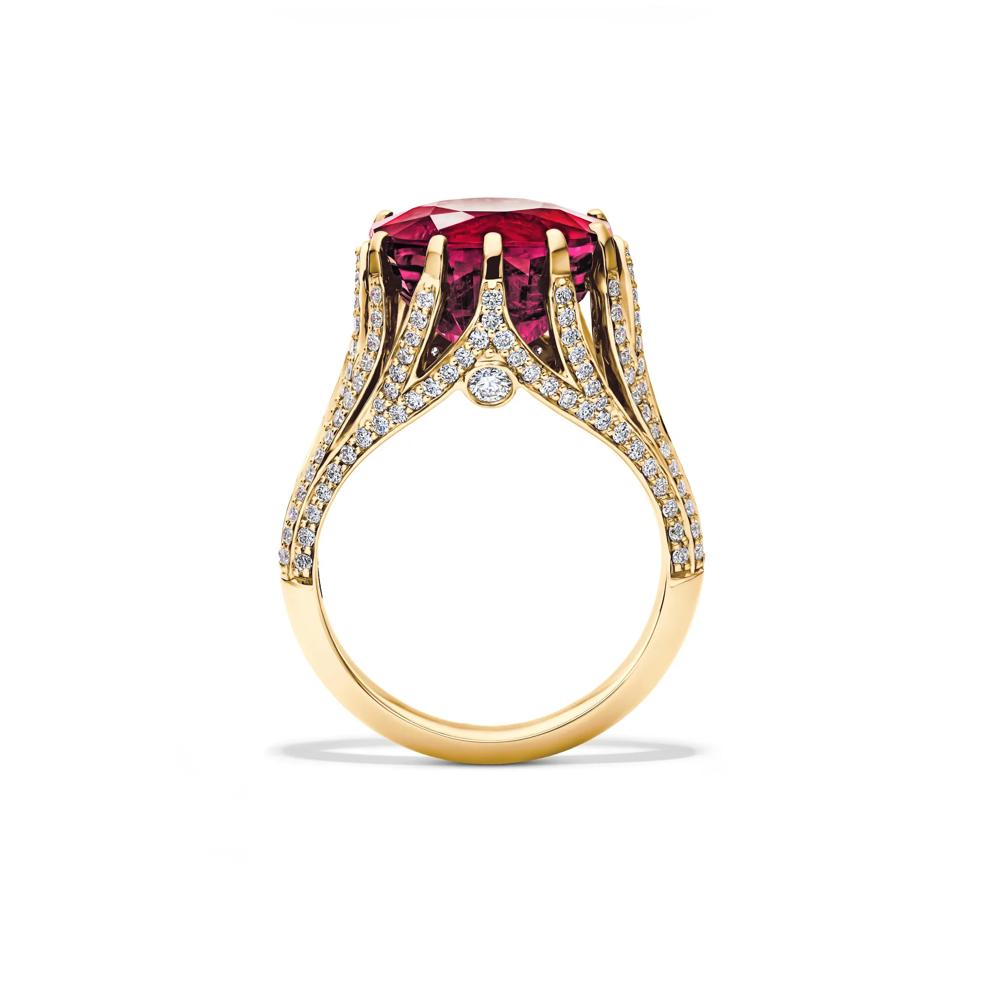 Rubellite Tourmaline &amp; Diamond Ring in 14K Yellow Gold (7/8 ct. tw.) – Image 2 of 4