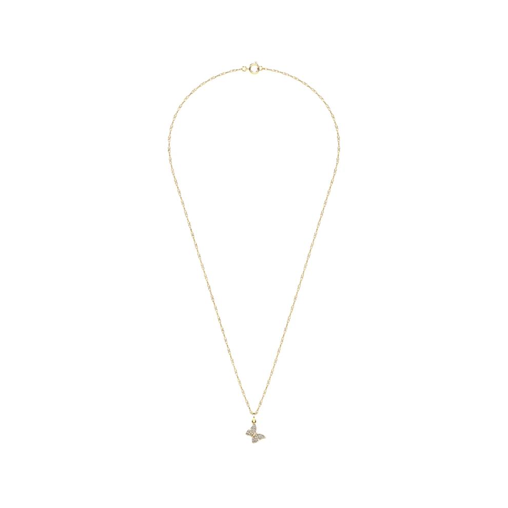 Diamond Butterfly Pendant Necklace in 10K Yellow Gold (1/10 ct. tw.) – Image 3 of 4