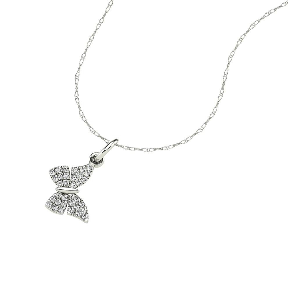 Diamond Butterfly Pendant Necklace in 10K White Gold (1/10 ct. tw.) – Image 4 of 4