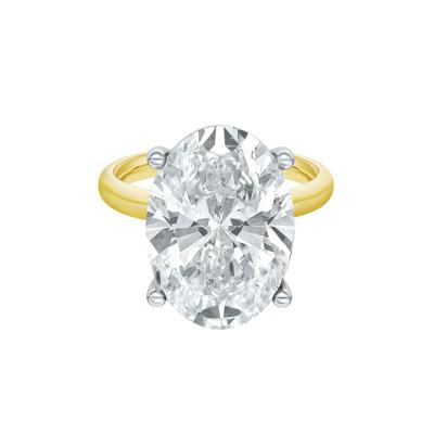 Lab Grown Diamond Oval Solitaire Ring in 14K Yellow & White Gold (8 ct.)