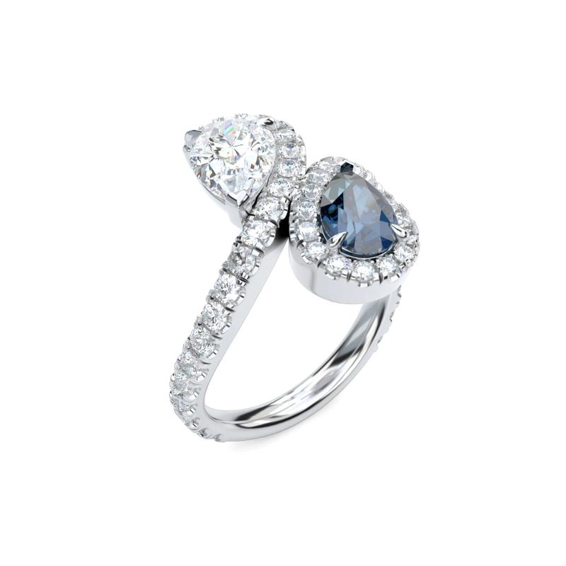 Lab Grown Diamond Fancy Blue &amp; White Pear-Shaped Engagement Ring in Platinum  &#40;2 1/2 ct. tw.&#41; – Image 4 of 5