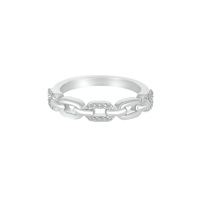 Diamond Chain Link Band in Sterling Silver &#40;1/8 ct. tw.&#41; – Image 1 of 5