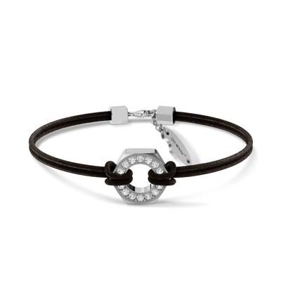 Men's Lab Grown Diamond Hex Nut Design Cord Bracelet in Sterling Silver, 8" (1/2 ct. tw.)