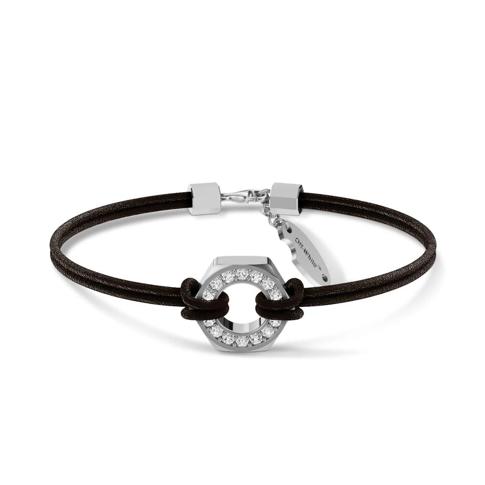 Men's Lab Grown Diamond Hex Nut Design Cord Bracelet in Sterling Silver, 8" (1/2 ct. tw.) – Image 1 of 2