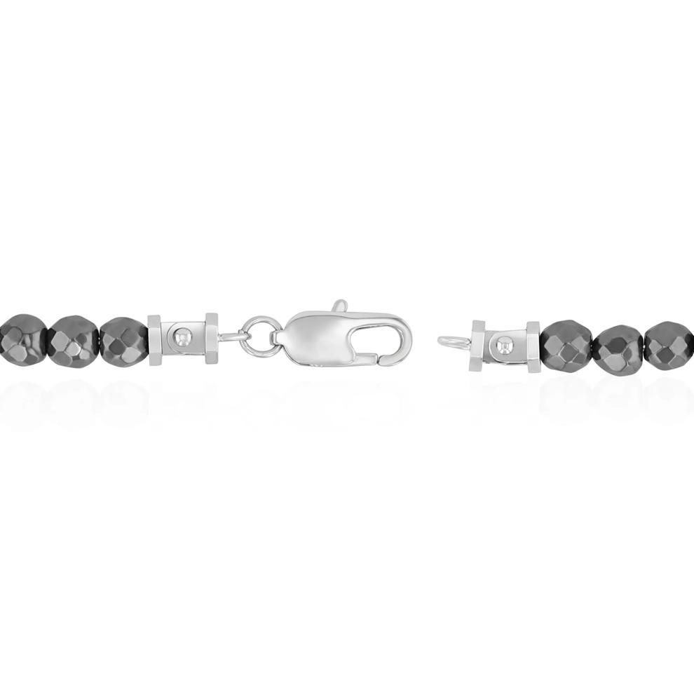 Men's Hematite Bead Rivet-Link Bracelet in Stainless Steel – Image 3 of 3