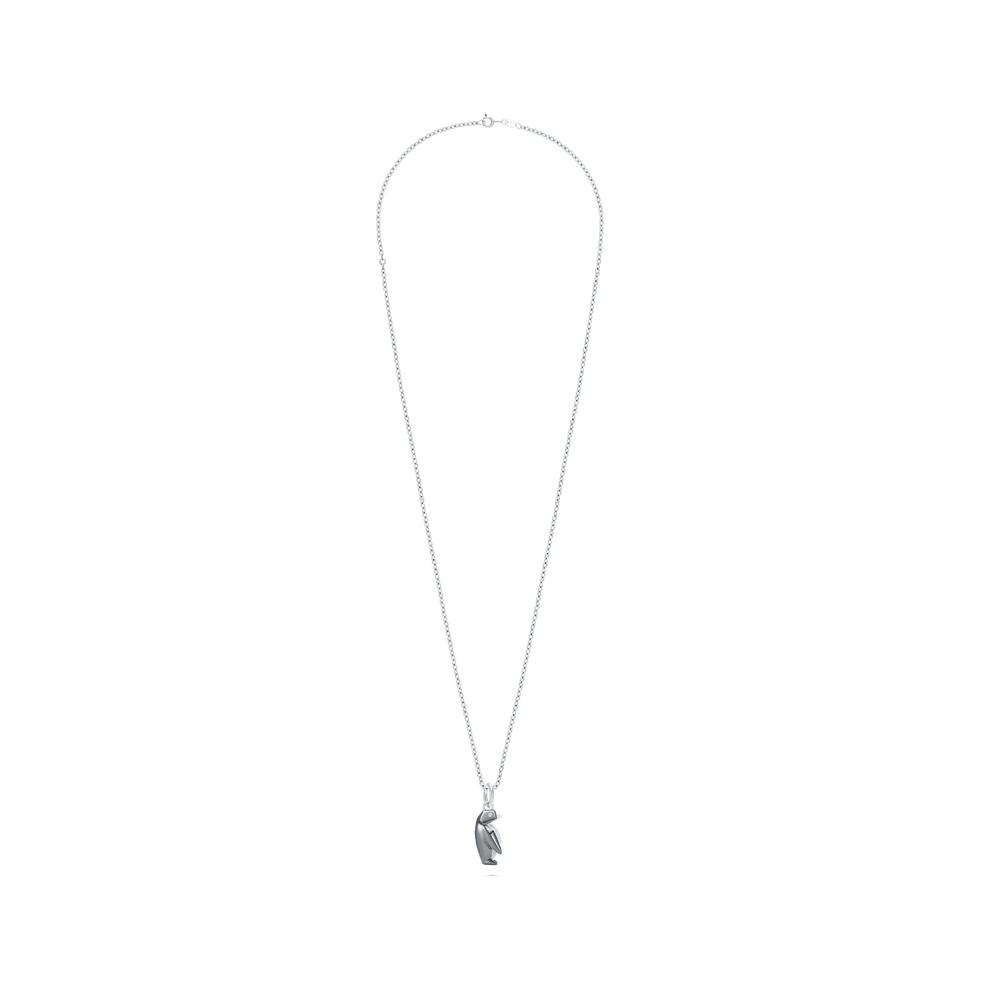 Black Diamond Accent Origami Penguin Pendant Necklace in Black Rhodium Sterling Silver – Image 3 of 4