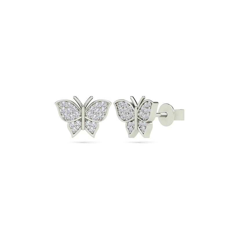 Diamond Accent Butterfly Earrings in 14K White Gold – Image 1 of 1