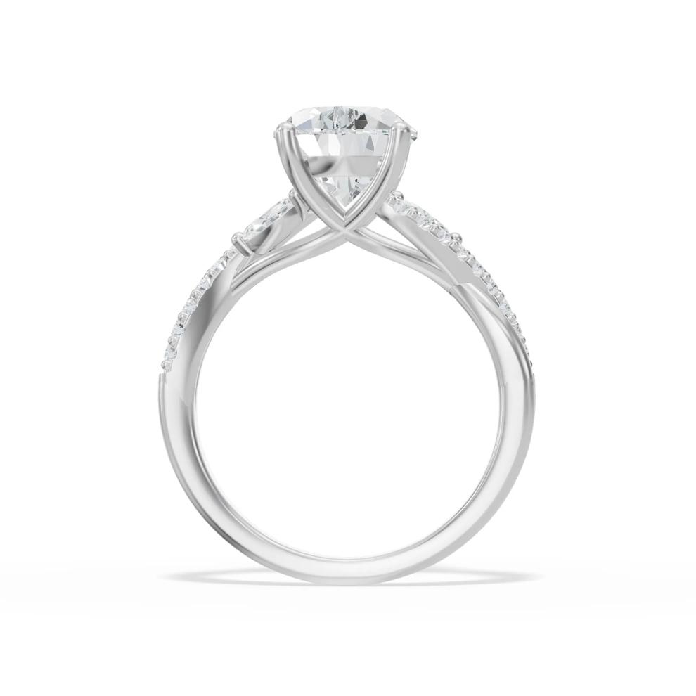 Lab Grown Diamond Pear Center Engagement Ring in 14K White Gold (3 1/3 ct. tw.) – Image 2 of 4