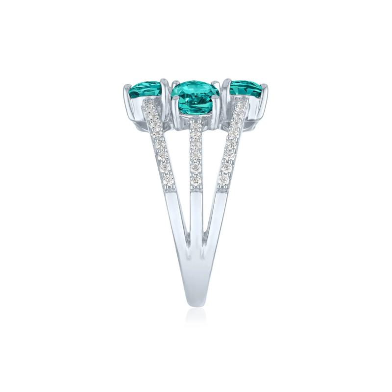 Teal Apatite and Diamond Multi-Row Ring in Sterling Silver &#40;1/4 ct. tw.&#41; – Image 3 of 4