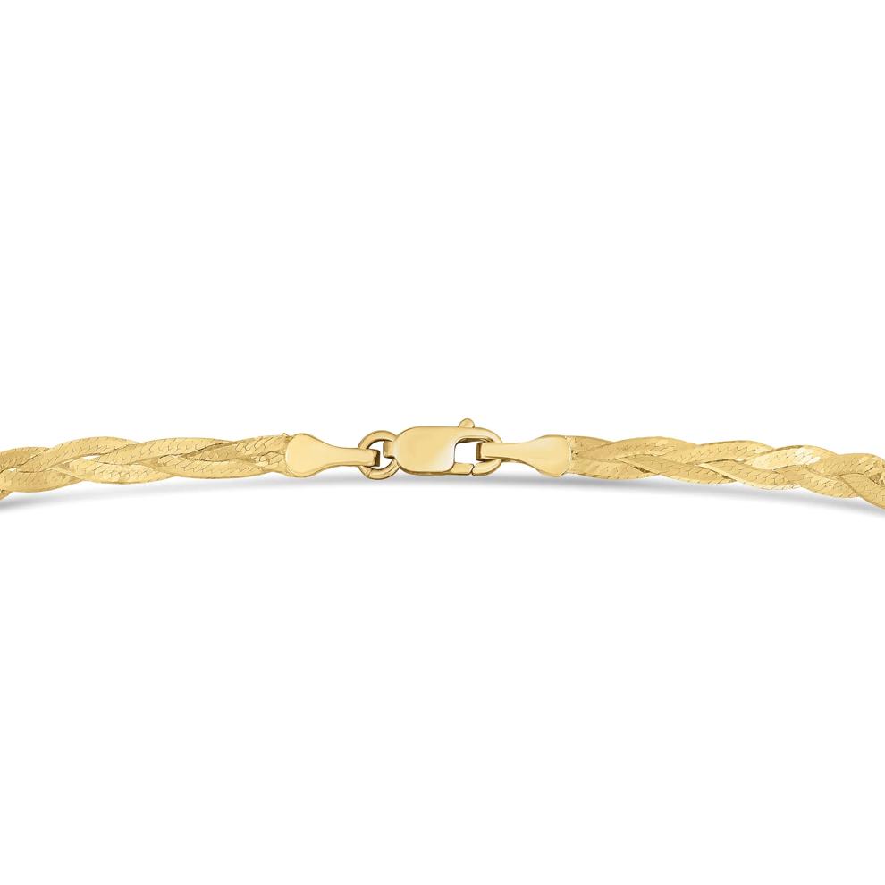 Braided Herringbone Bracelet in 14K Yellow Gold, 7.5" – Image 2 of 2