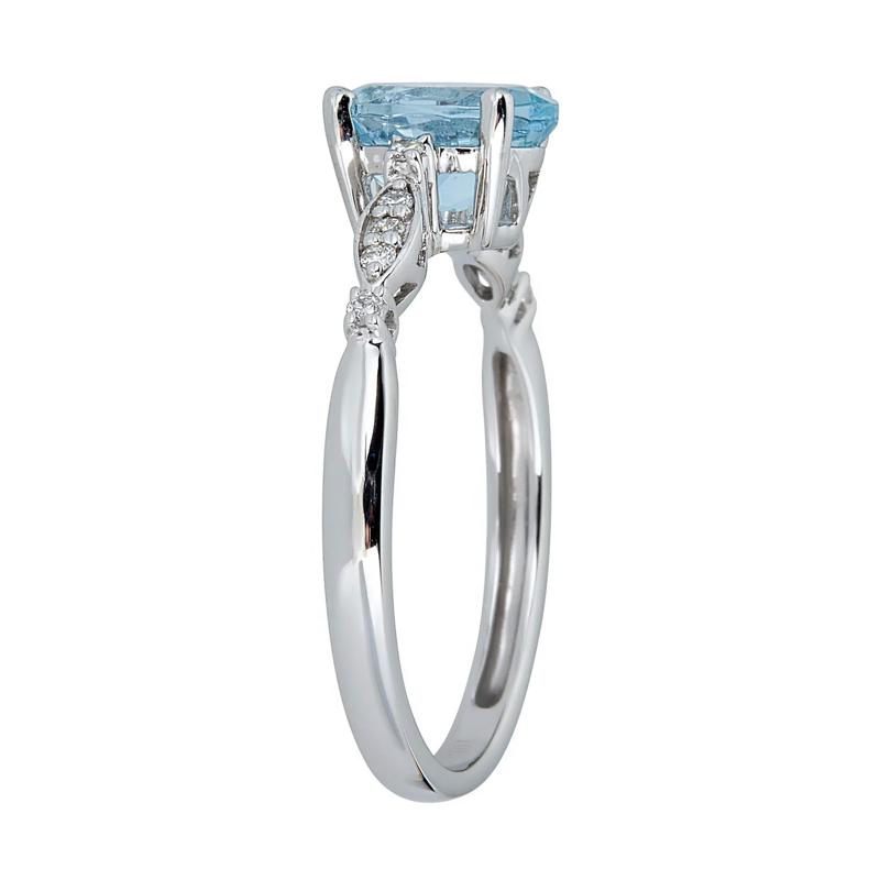 Aquamarine and Diamond Accent Ring in 10K White Gold – Image 3 of 3