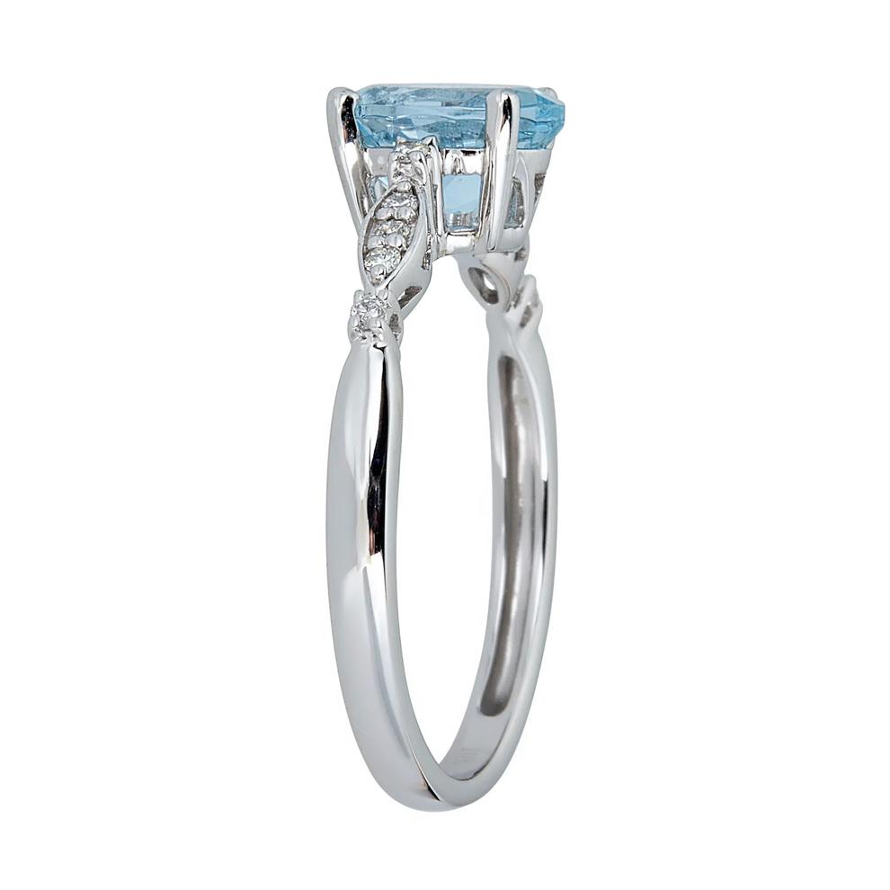 Aquamarine and Diamond Accent Ring in 10K White Gold – Image 3 of 3