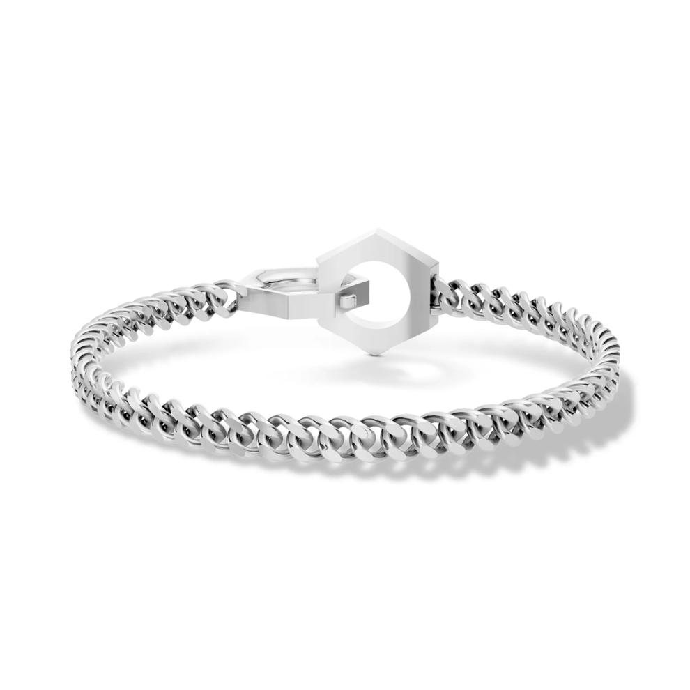 Men's Black &amp; White Lab Grown Diamond Hex Nut Curb Link Bracelet in Sterling Silver, 8" (3/4 ct. tw.) – Image 2 of 2