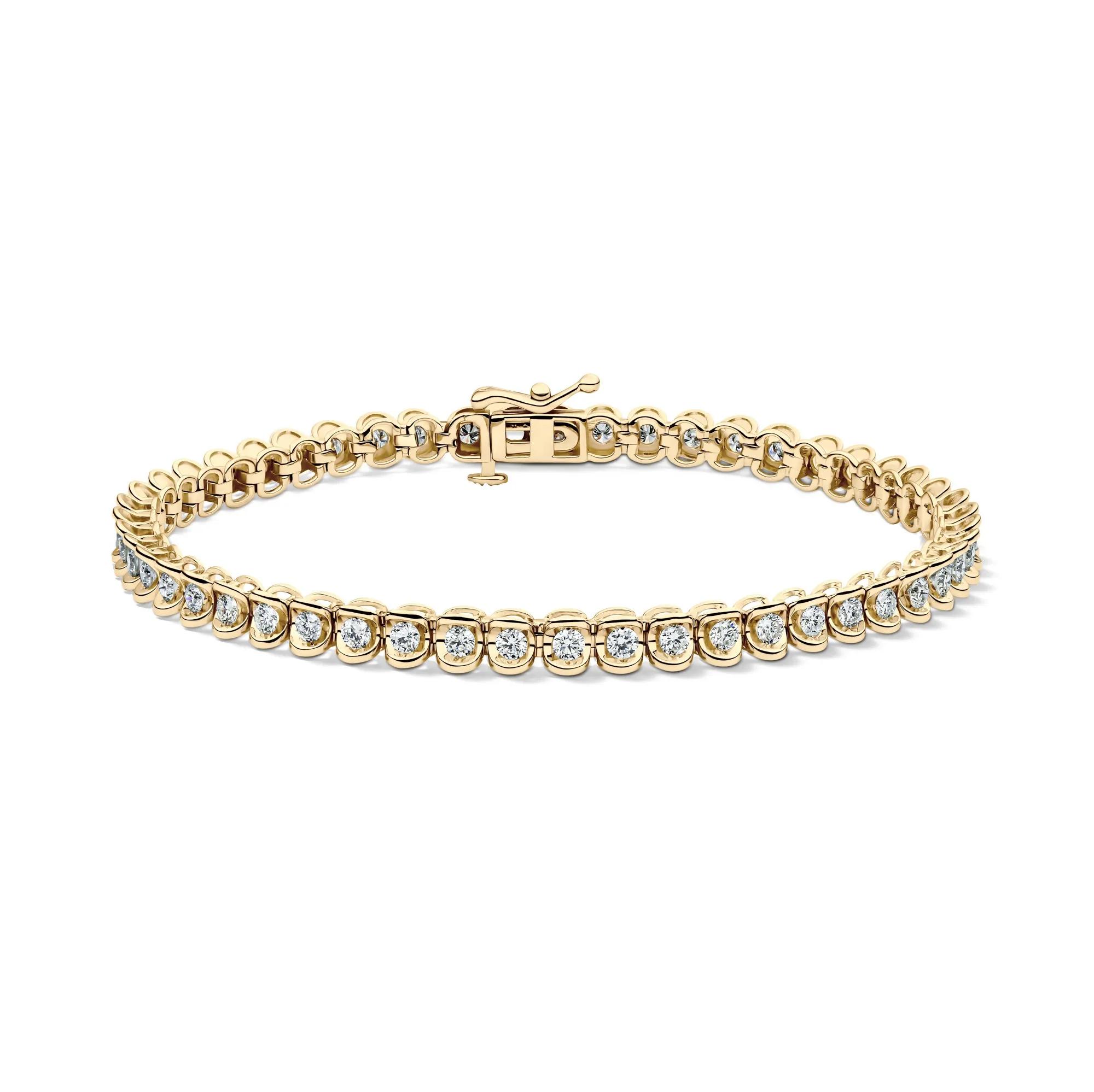 2 ct. tw. Diamond Tennis Bracelet with Half-Bezel Setting | 10K Yellow Gold | Size 7.25" | Helzberg Diamonds