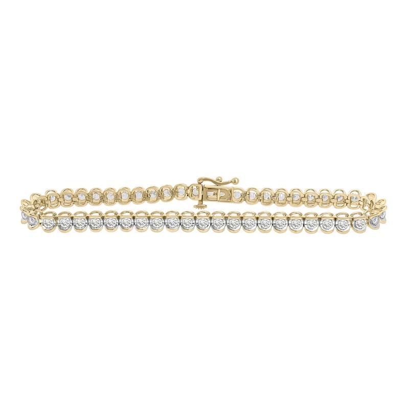 Diamond Tennis Bracelet with Half-Bezel Setting in 10K Yellow Gold &#40;2 ct. tw.&#41; – Image 1 of 1
