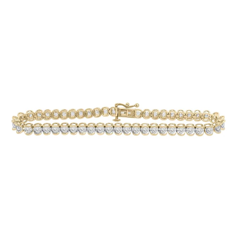 Diamond Tennis Bracelet with Half-Bezel Setting in 10K Yellow Gold (2 ct. tw.) – Image 1 of 1
