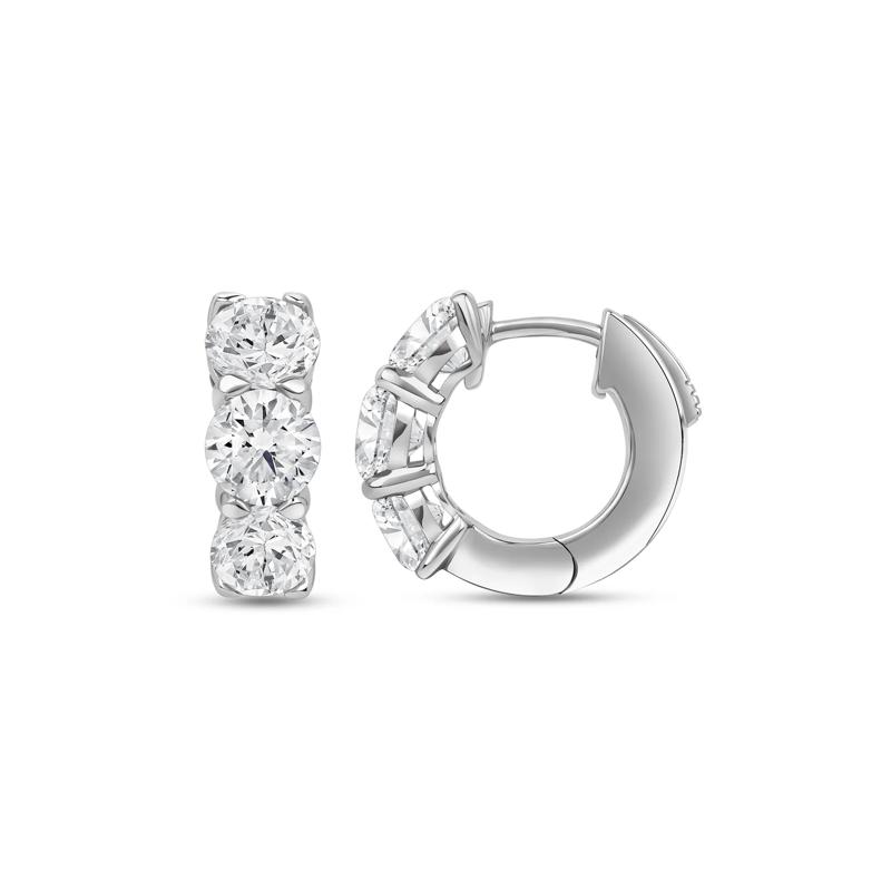 Lab Grown Diamond Huggie Hoop Earrings in 14K White Gold &#40;4 ct. tw.&#41; – Image 3 of 3