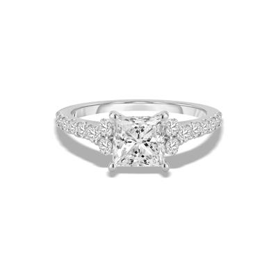 Lab Grown Diamond Princess-Cut Center Engagement Ring in 14K White Gold (2 ct. tw.)