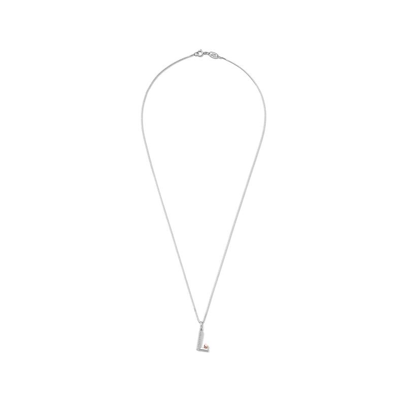 Diamond Accent Initial L Pendant in Sterling Silver and 14K Rose Gold – Image 2 of 3