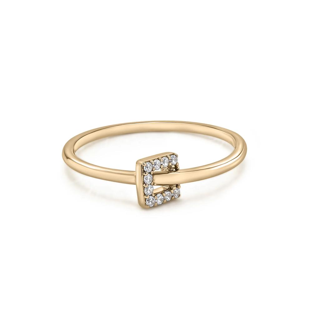 Diamond Accent Square-Shaped Charm Ring in 10K Yellow Gold – Image 1 of 4