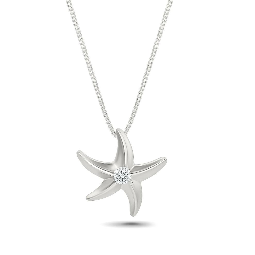 Diamond Accent Star Pendant Necklace in Sterling Silver – Image 1 of 4