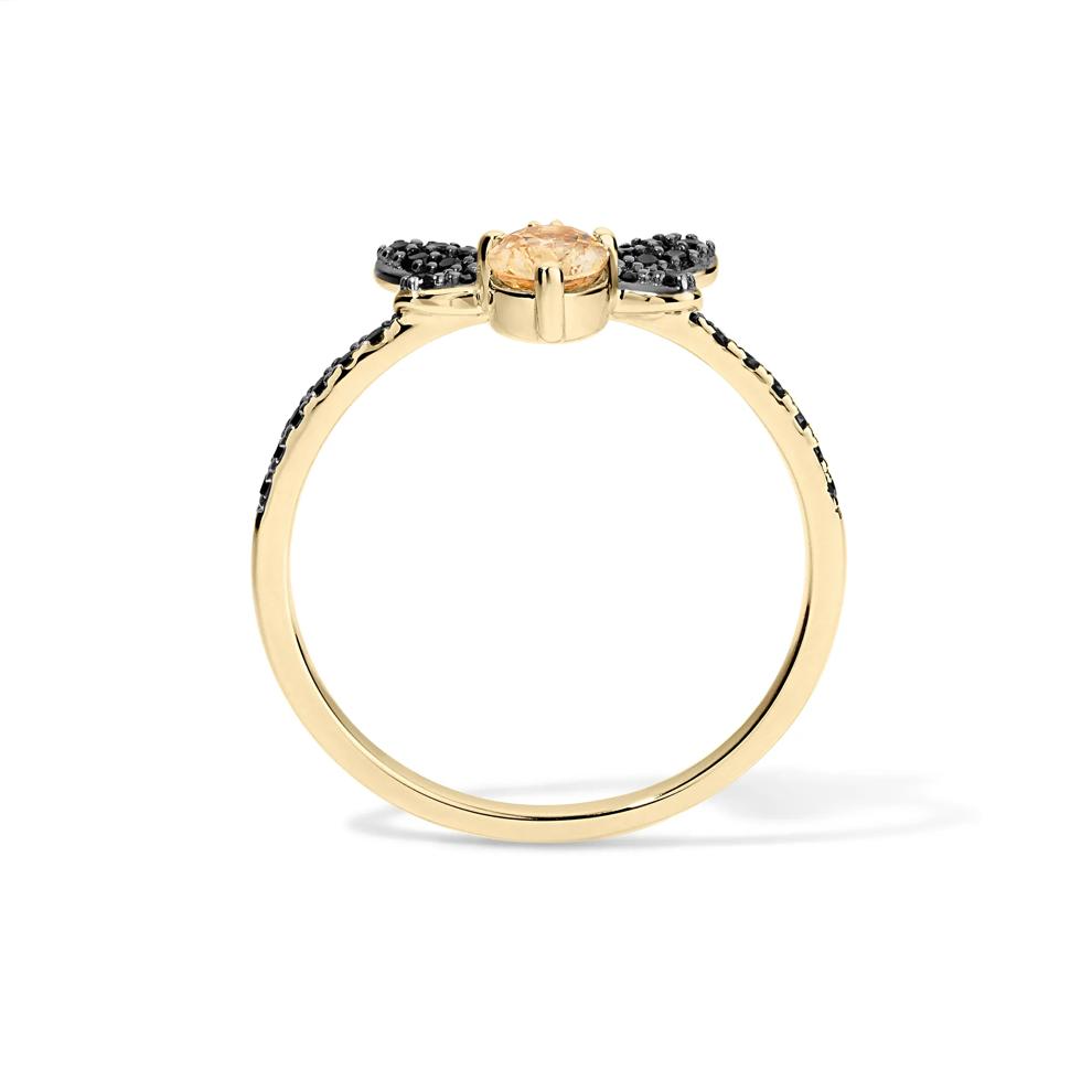 Citrine &amp; Black Diamond Bumblebee Ring in 10K Yellow Gold (1/5 ct. tw.) – Image 2 of 4