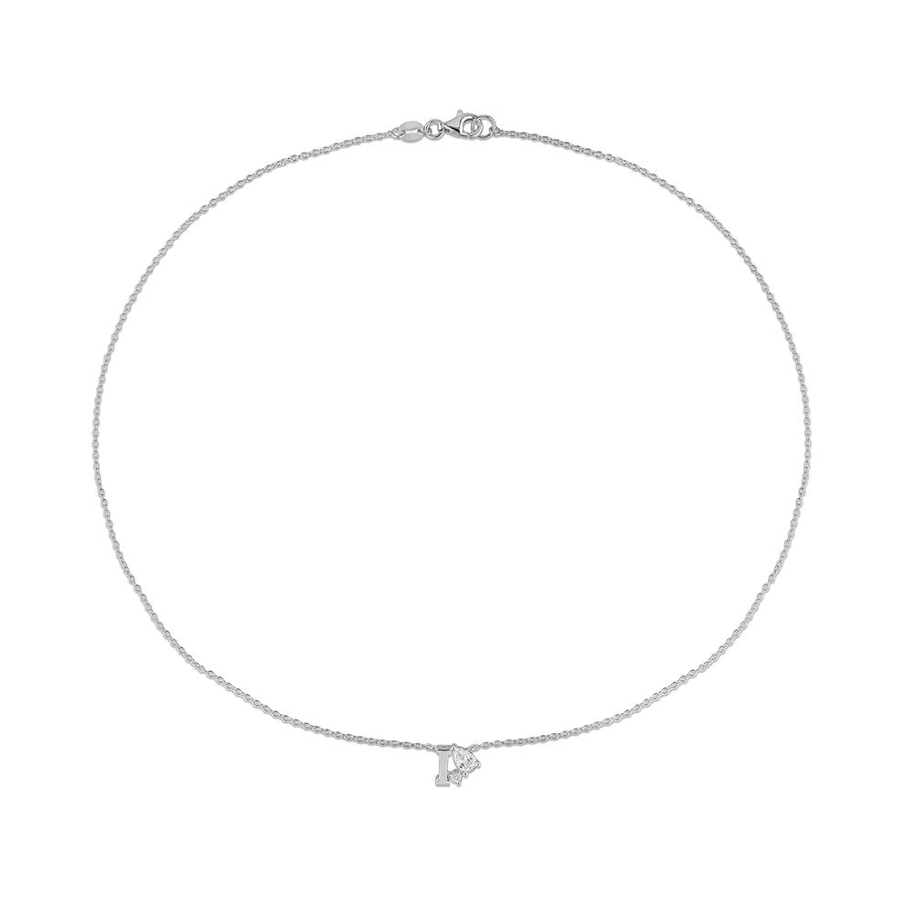 Lab-Created White Sapphire I Initial Pendant Necklace in Sterling Silver – Image 3 of 4