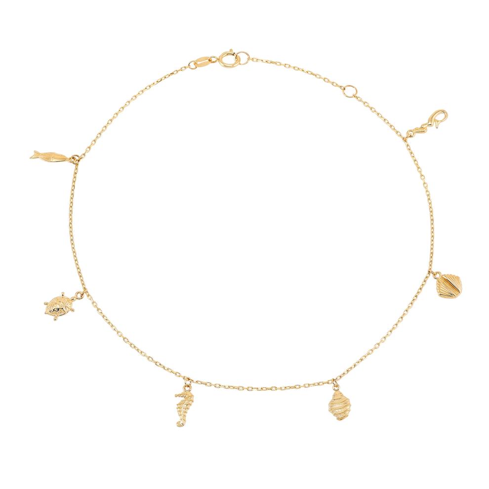 Seashore Charm Anklet in 14K Yellow Gold, 10" – Image 1 of 2