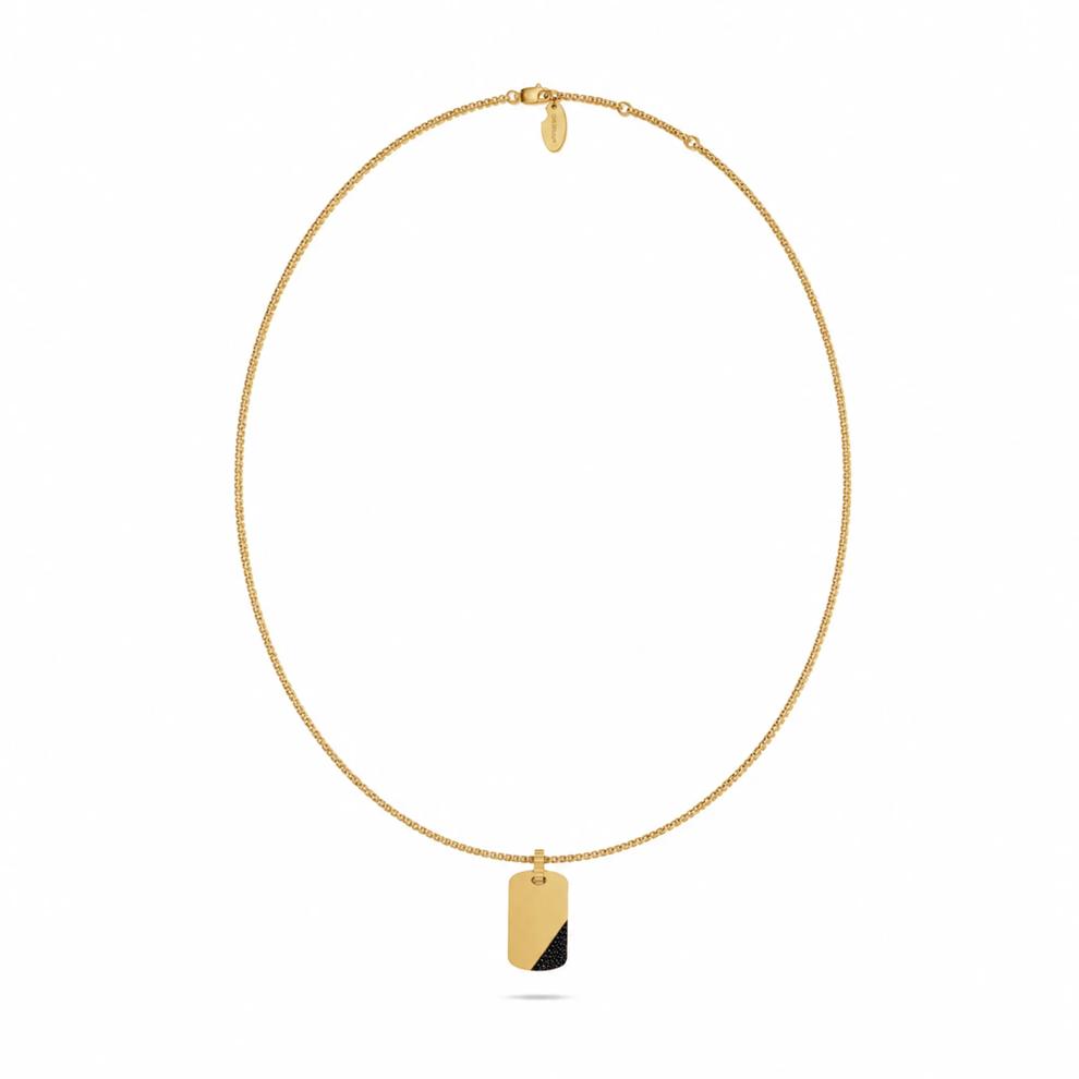 Men's Black Lab Grown Diamond Tipped Dog Tag Pendant Necklace in Vermeil (3/8 ct. tw.) – Image 3 of 8