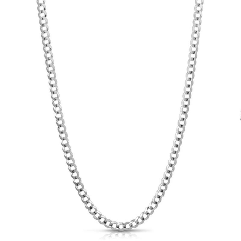 Solid Curb Chain in 14K White Gold, 3.6MM, 22&rdquo;  – Image 1 of 4