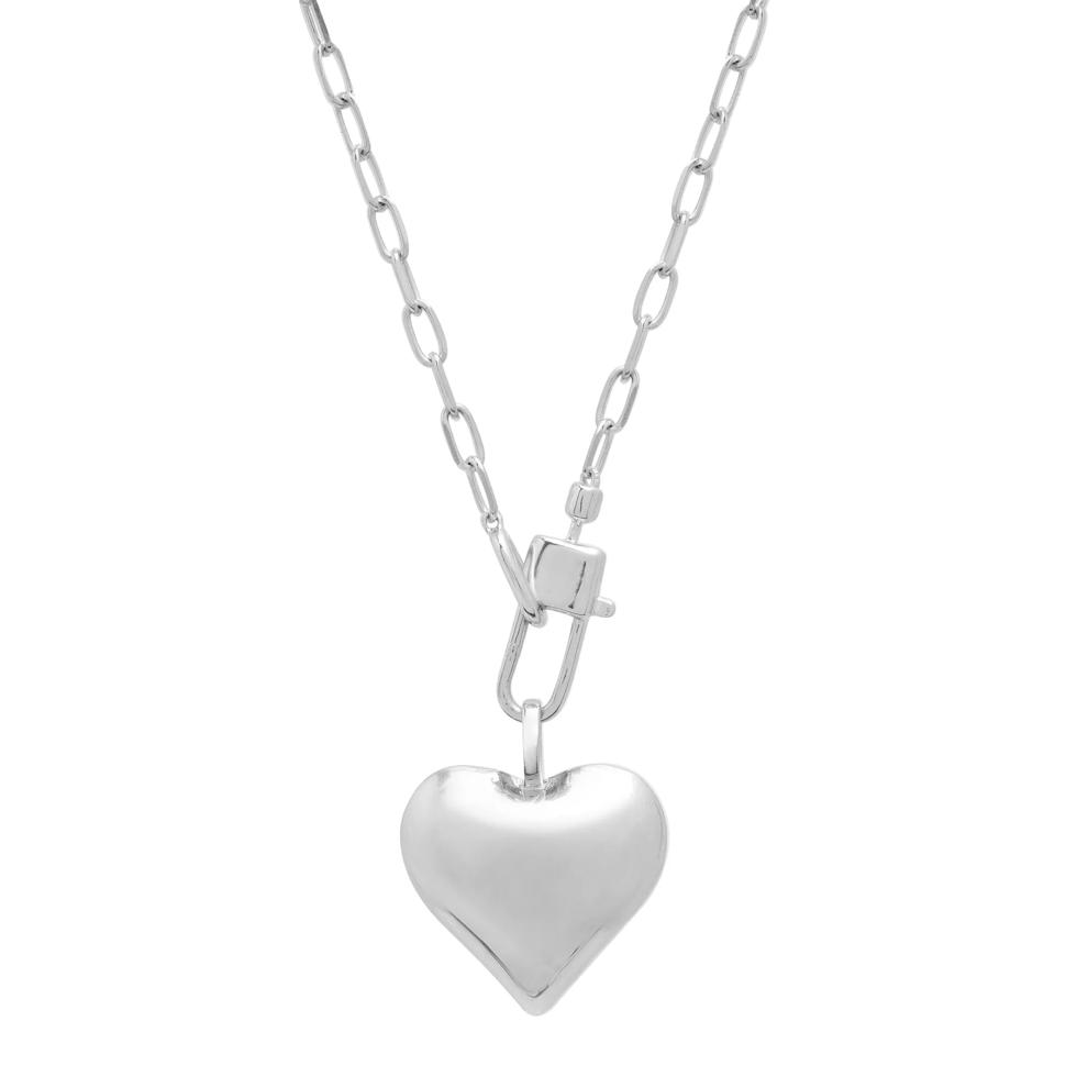 Puffy Heart Lock Necklace in Sterling Silver – Image 1 of 6