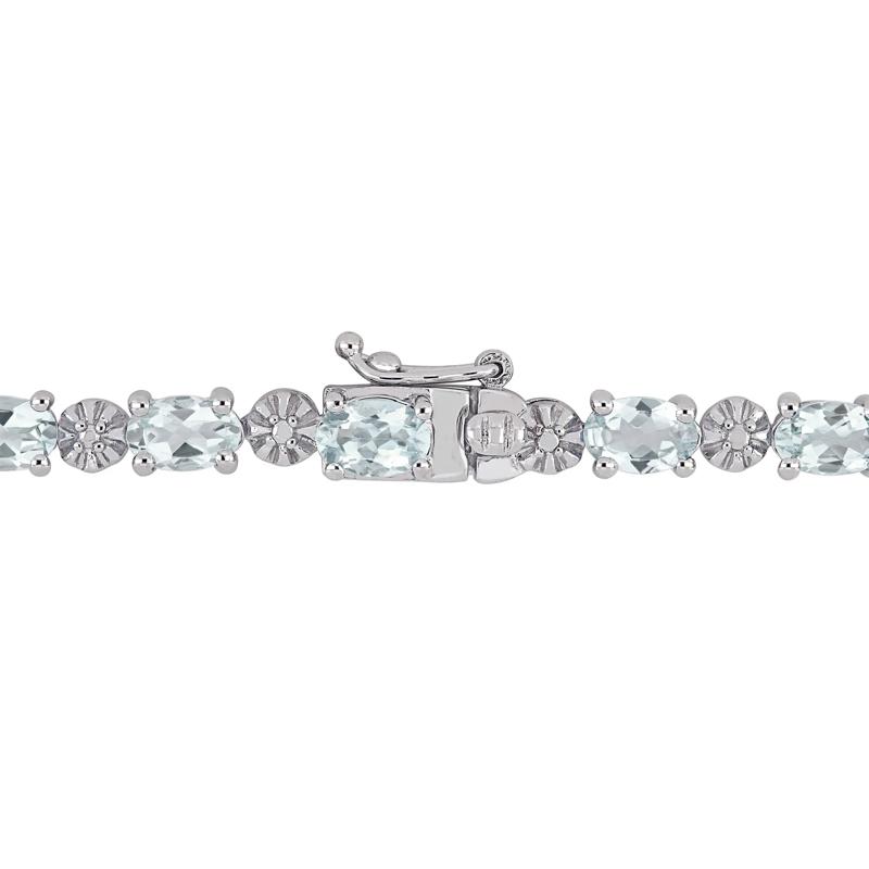 Aquamarine &amp; Diamond Accent Bracelet in Sterling Silver  – Image 2 of 4