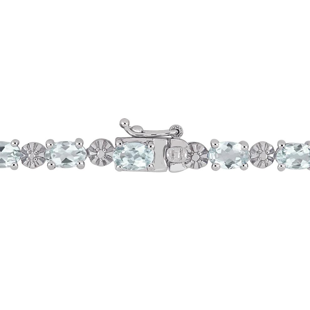 Aquamarine &amp; Diamond Accent Bracelet in Sterling Silver  – Image 2 of 4