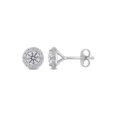 Moissanite Stud Earrings with Halos in Sterling Silver (1 3/8 ct. dew)