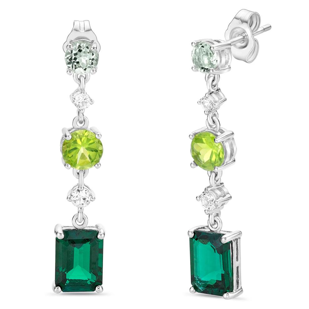 Multi-Gemstone Dangle Earrings in Sterling Silver – Image 1 of 1