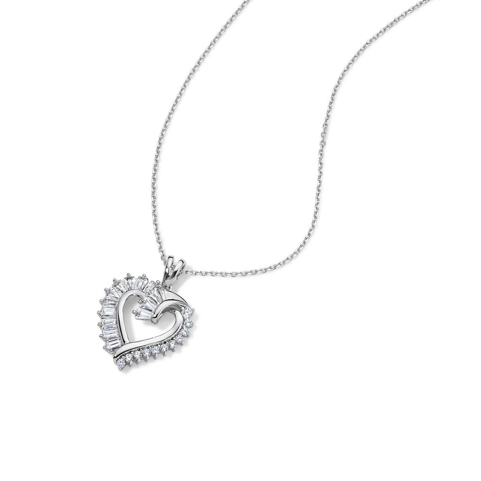 Lab-Created White Sapphire Heart Swirl Pendant Necklace in Sterling Silver – Image 4 of 4