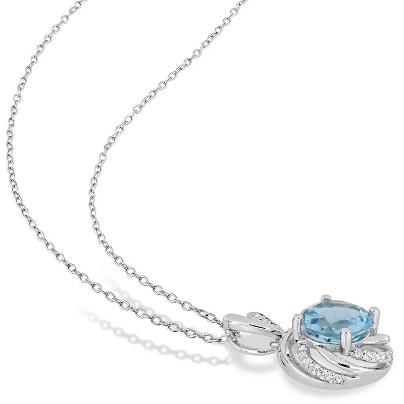 Blue &amp; White Topaz &amp; Diamond Necklace in Sterling Silver – Image 2 of 3
